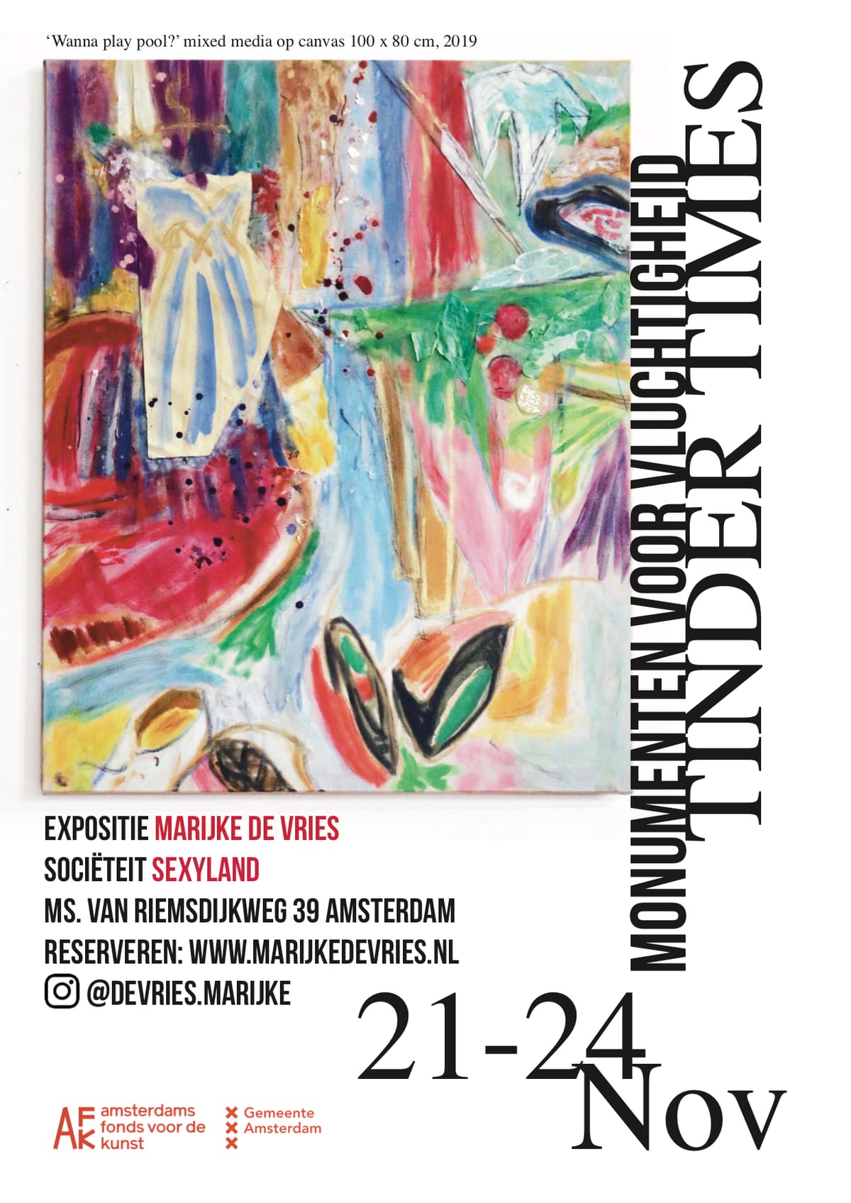 Flyer voor Tinder Times: Monumenten voor Vluchtigheid, SEXYLAND, november 2020