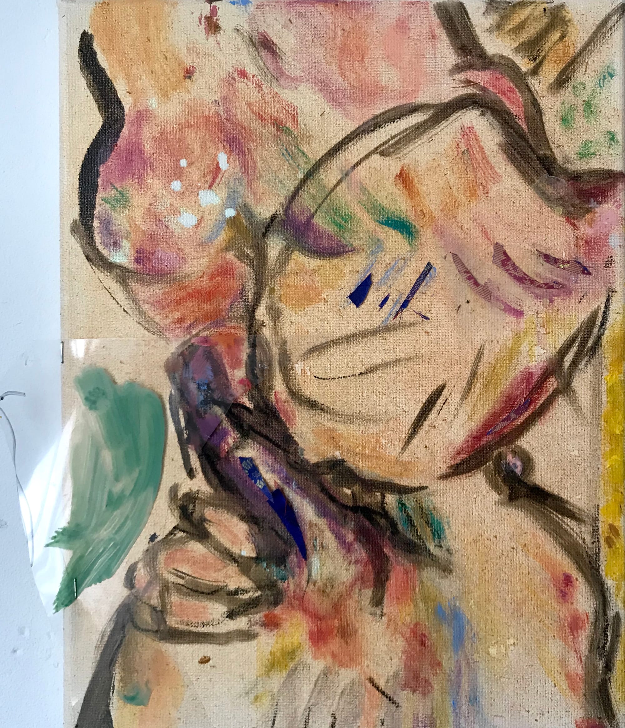 Blowjob, mixed media and plastic on canvas, 40 x 34,5 cm, 2020