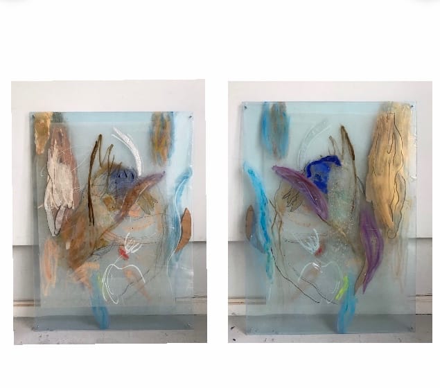 Harbor, mixed media and wood on/behind/between two layers of transparent perspex, 95 x 70 cm, 2019