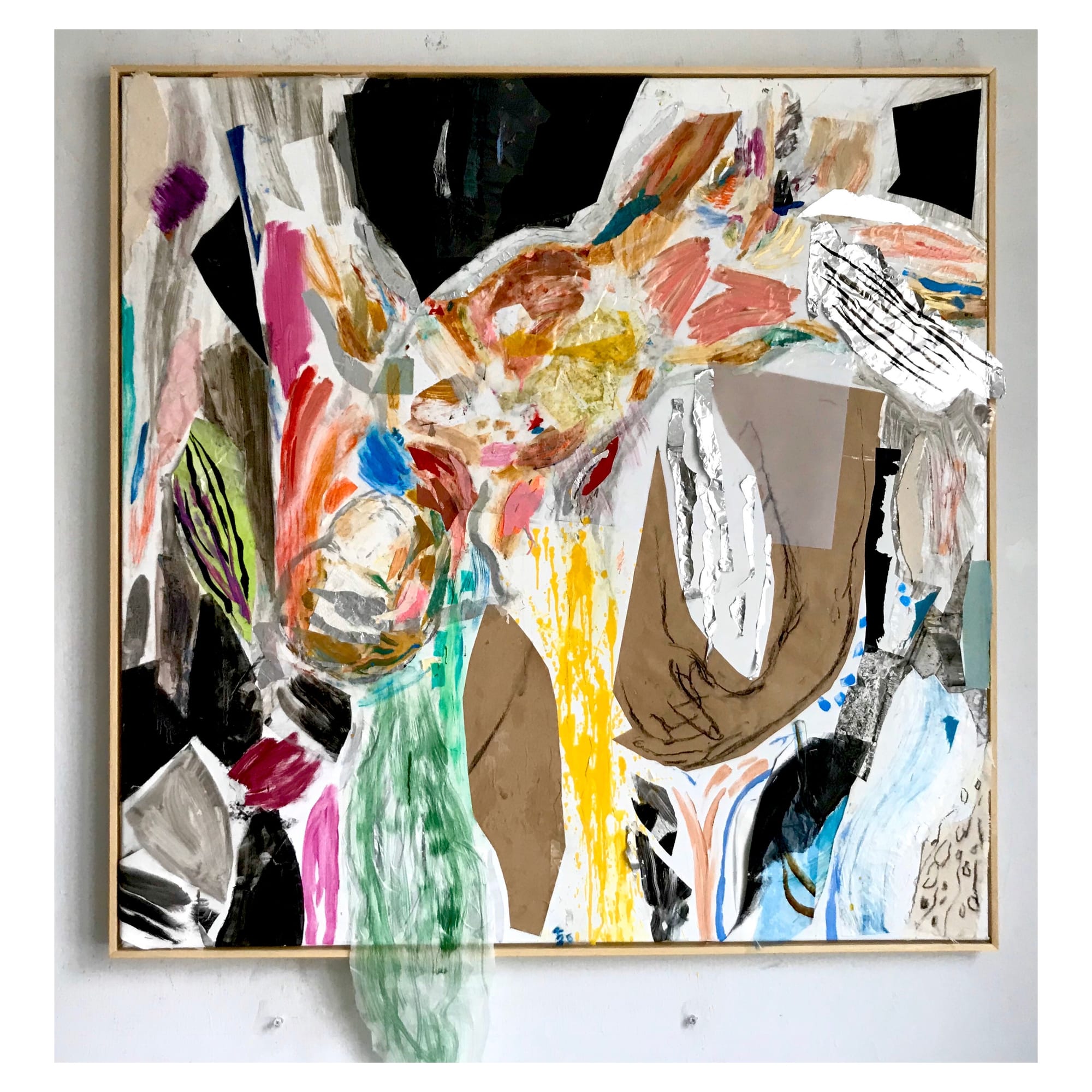Love in the times of Corona, mixed media on canvas, 120 x 120 cm, 2020