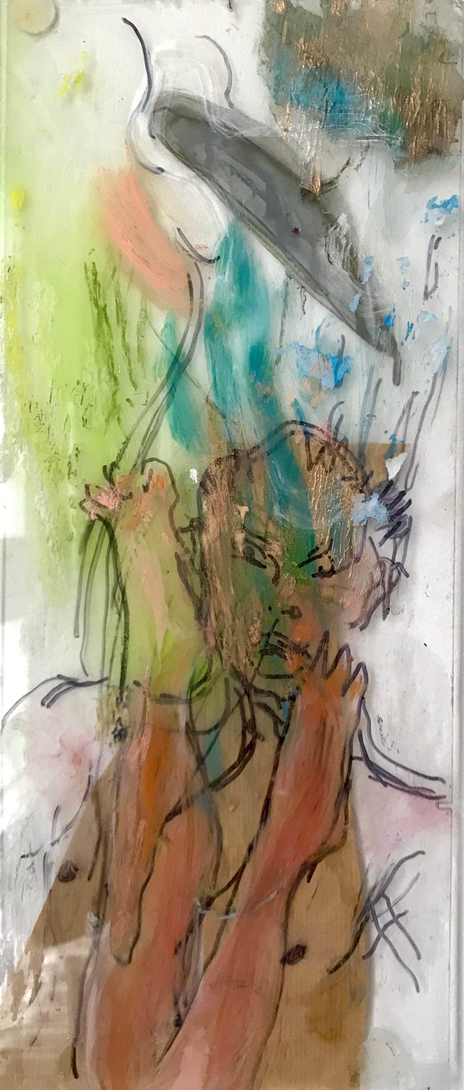 Nathan, marker, mixed media on/behind perspex, 46 x 19,5 cm, 2020