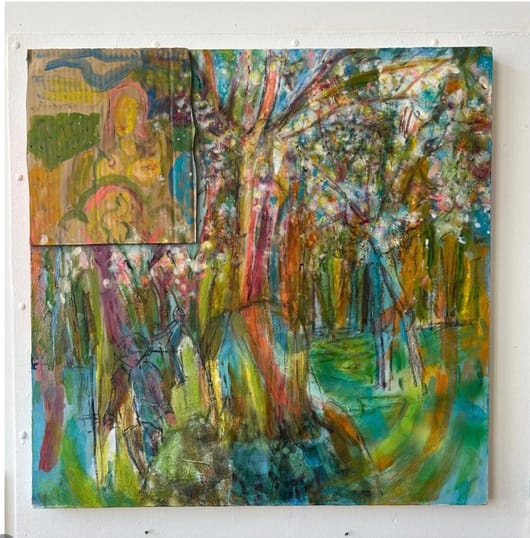 bloesempark, oil and mixed media on canvas, 80 x 80 cm, 2026