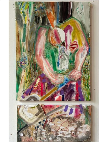 digging, oil and mixed media on canvas, 60 x 110 cm, 2025