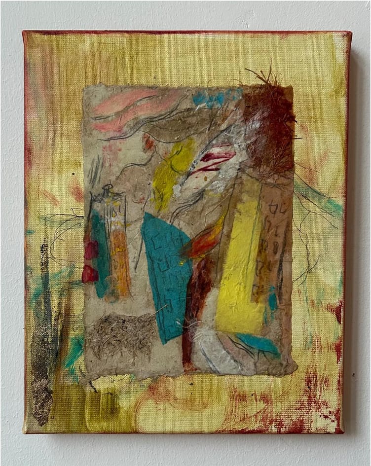 dwaler, oil and mixed media on canvas, 24 x 30 cm, 2025