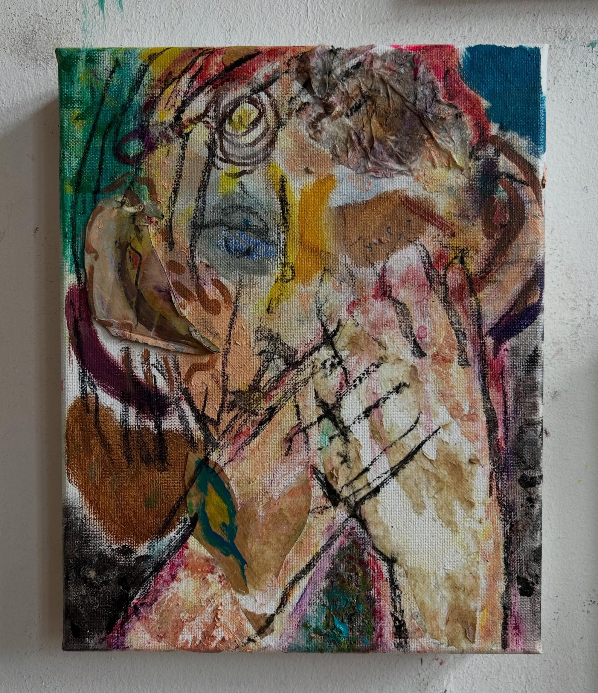 Gaining my senses, oil and mixed media on canvas, 24 x 30 cm, 2026
