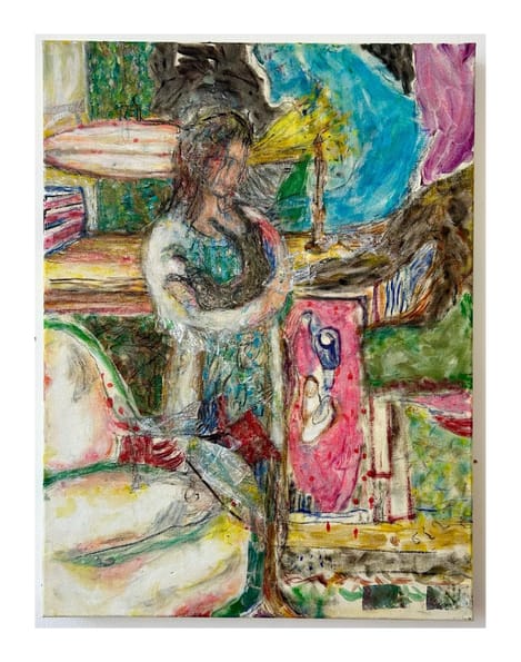hosting my ghosts, oil and mixed media on canvas, 80 x 60 cm, 2025