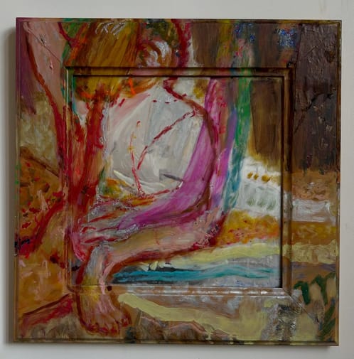 I am your mirror, oil and mixed media on mirror, 45 x 45 cm, 2026