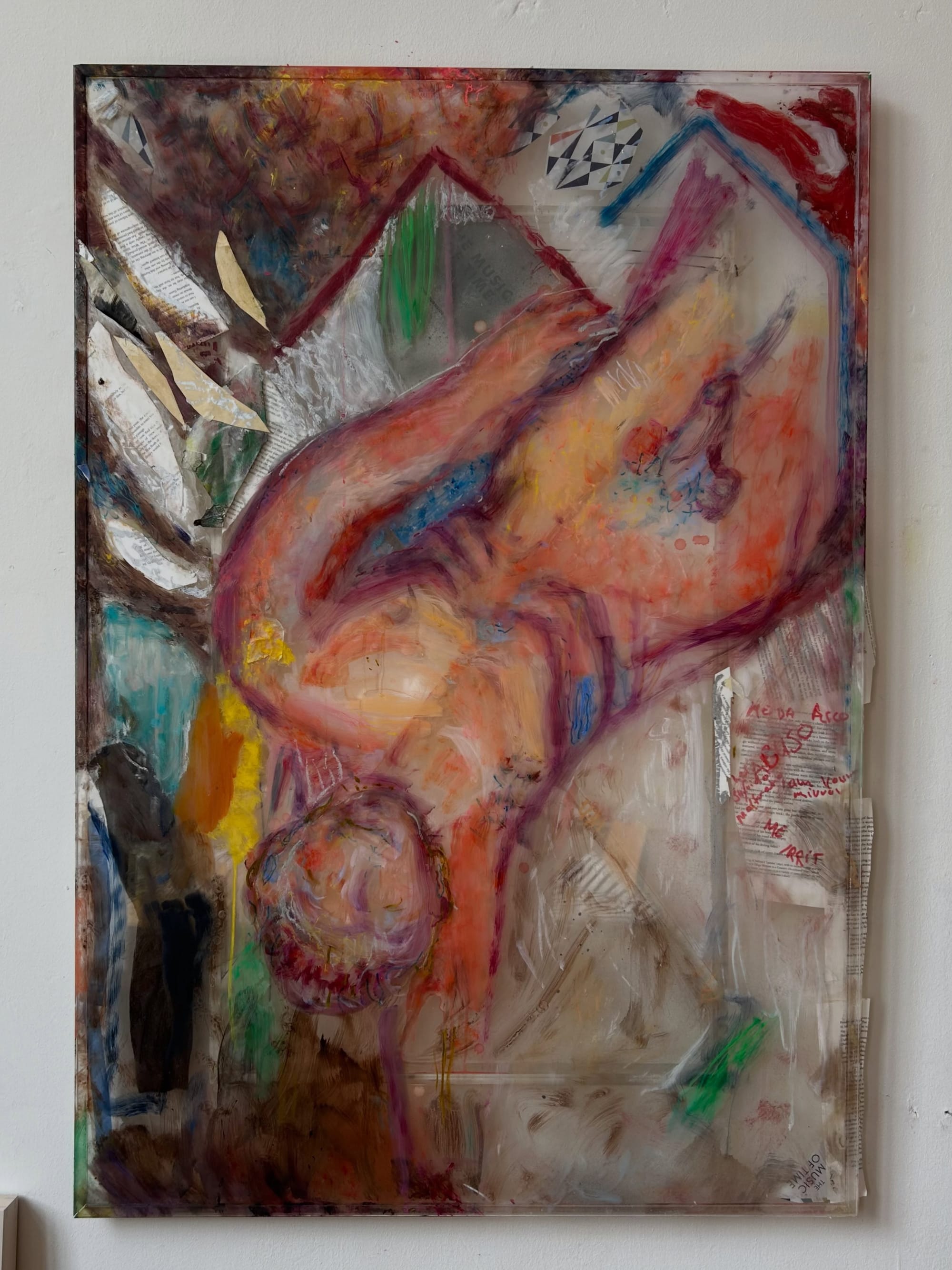 Icarus, oil and mixed media on perspex, 100 x 140 cm, 2025
