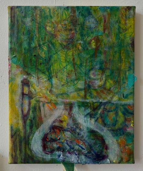 onderwereld, oil and mixed media on canvas, 24 x 30 cm, 2026