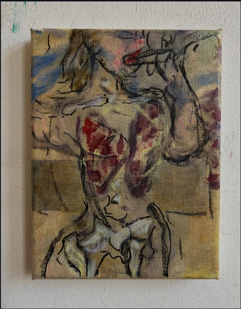 smoker small, oil and charcoal on canvas, 18 x 24 cm, 2025