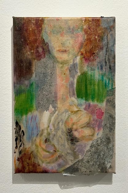 Tribute to Anja, oil and mixed media on canvas, 20 x 30 cm, 2024