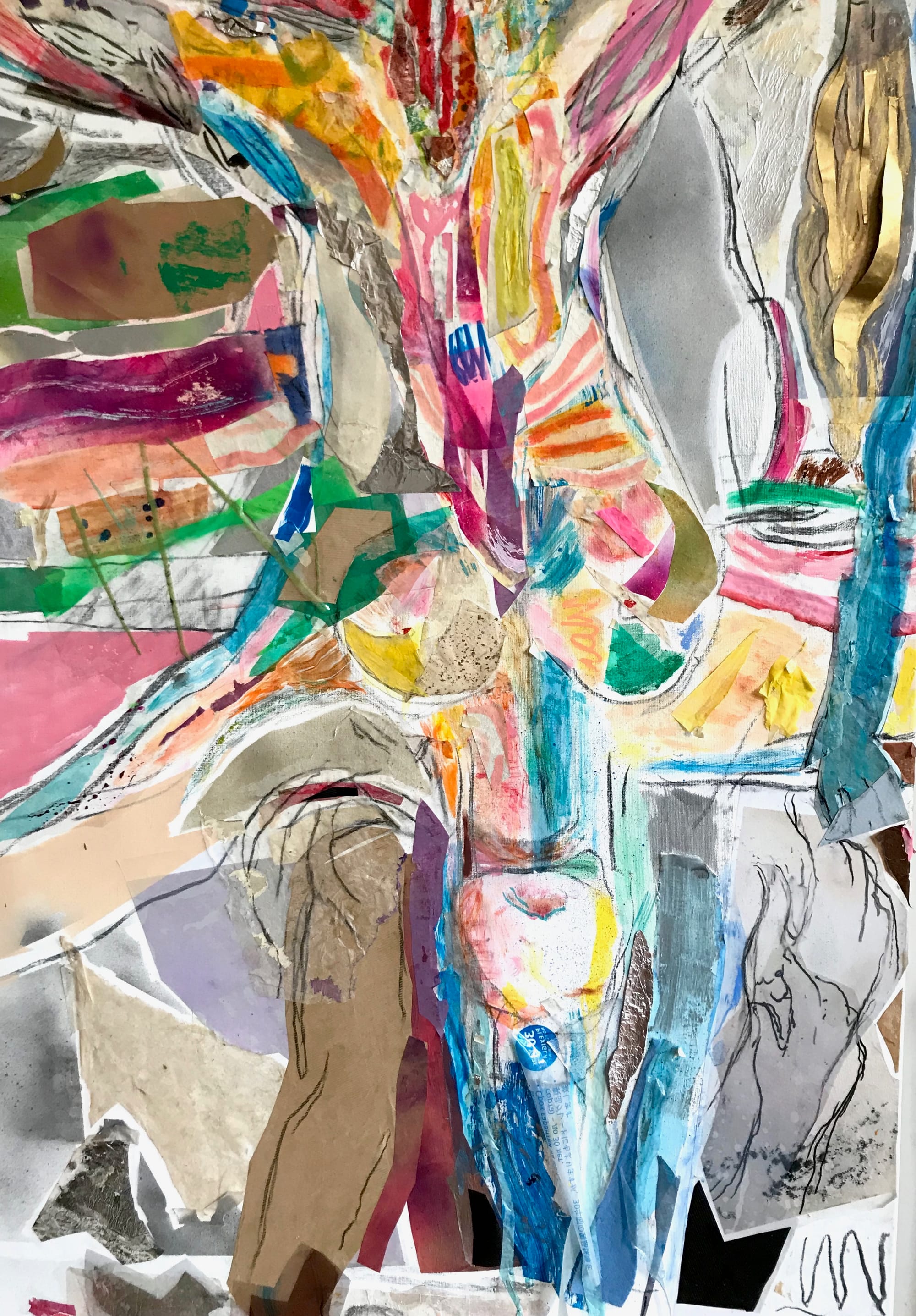 ’swimmers’, mixed media on canvas, 200 x 200 cm, 2020 (1 van 2)
