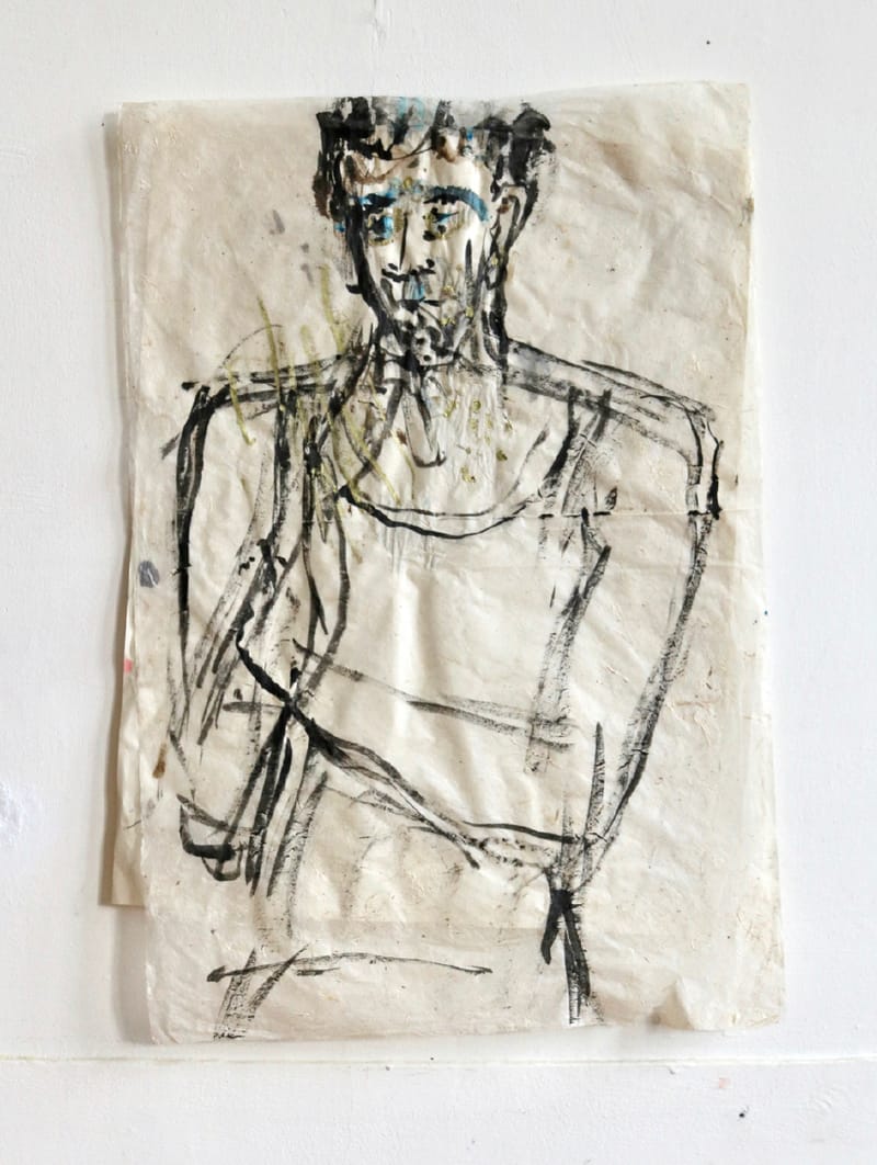 Tindertimes tekeningen, mixed media op rijstpapier, serie Erik, 50 x 78 cm, 2019 (2 van 3)