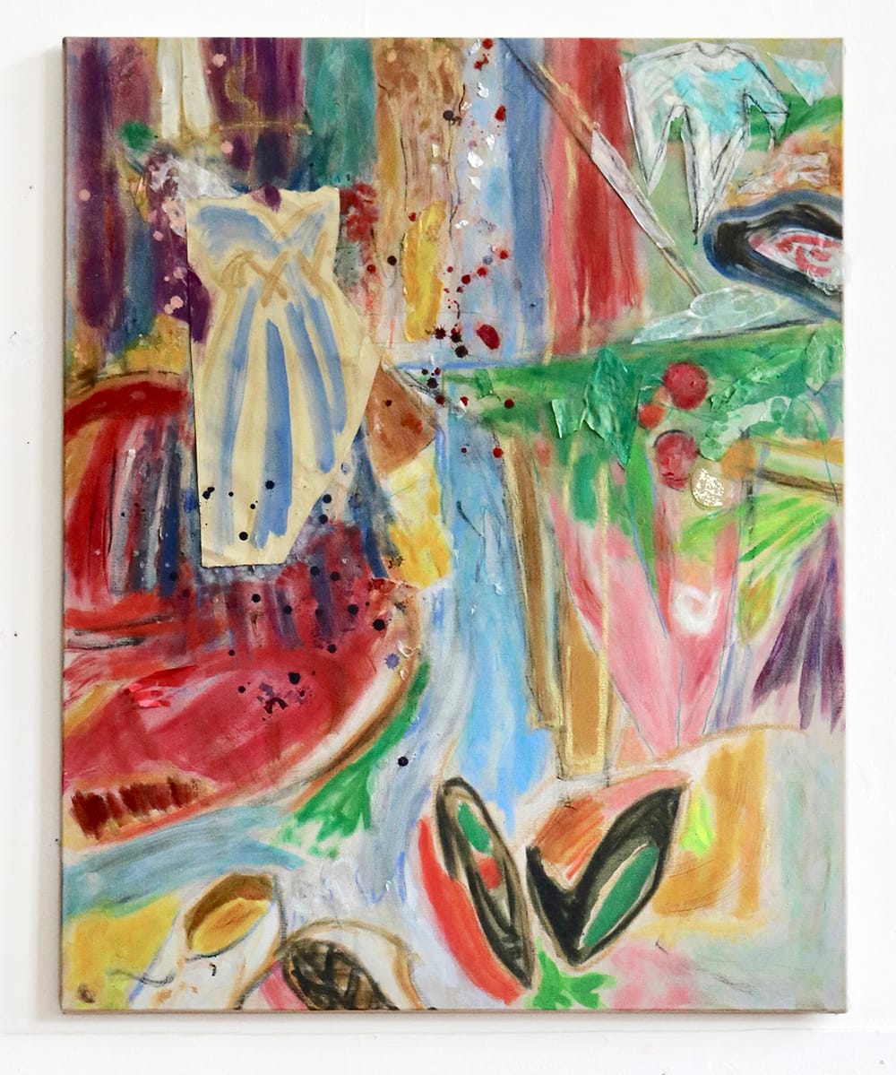 Wanna play pool?, mixed media op canvas, 100 x 80 cm, 2019
