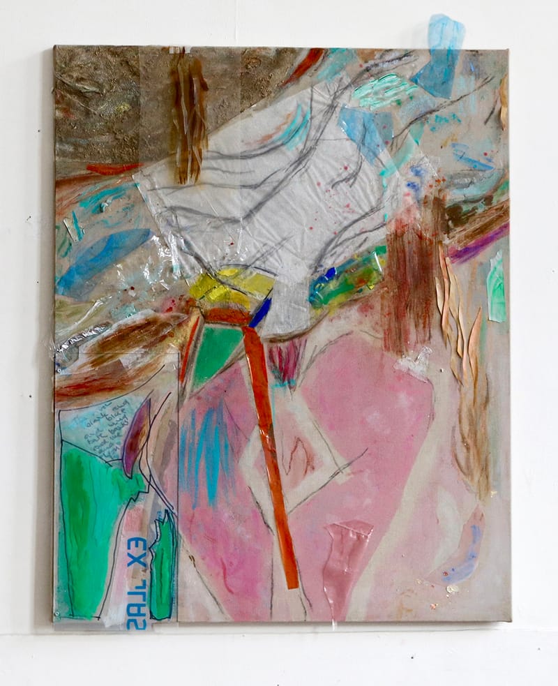 The river, mixed media and perspex on canvas, 100 x 80 cm, 2019