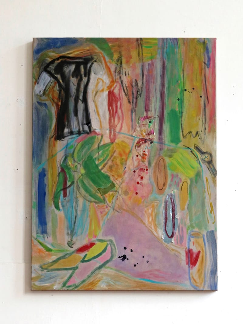 Dress, mixed media op canvas, 110 x 80 cm, 2018