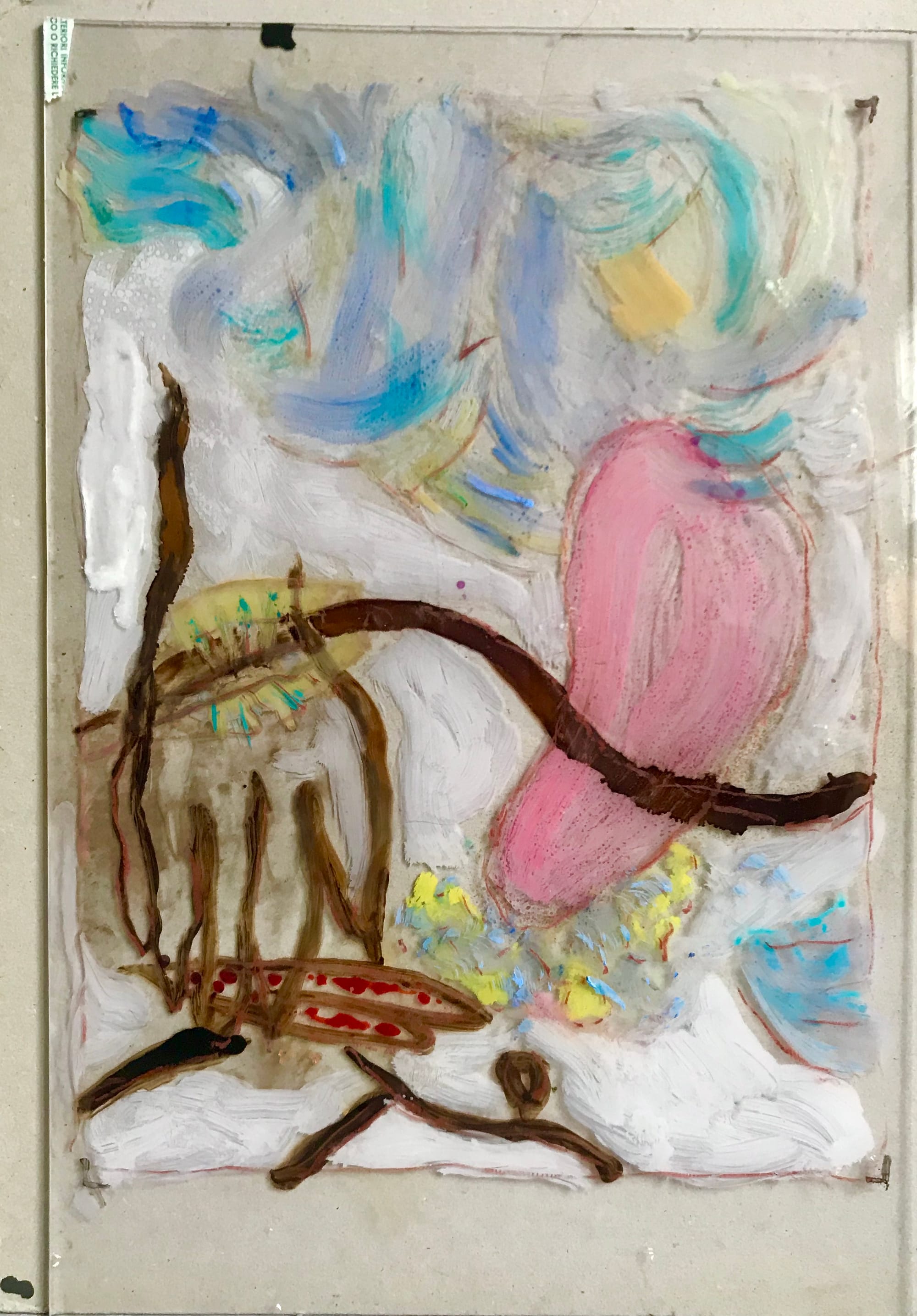 Selfcare, oil on canvas, mixed media on perspex and cardboard, 50,5x 35 cm, 2019