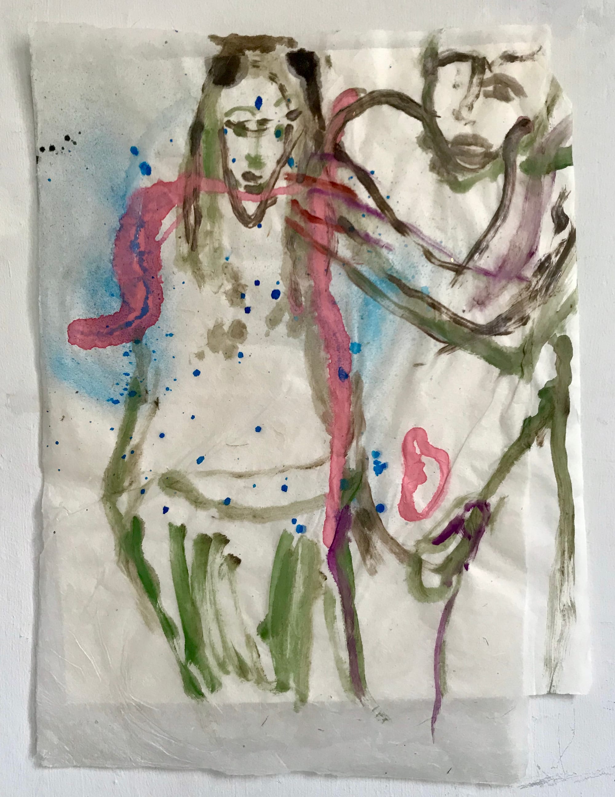 Shy, model painting on ricepaper, 65 x 50 cm, 2019