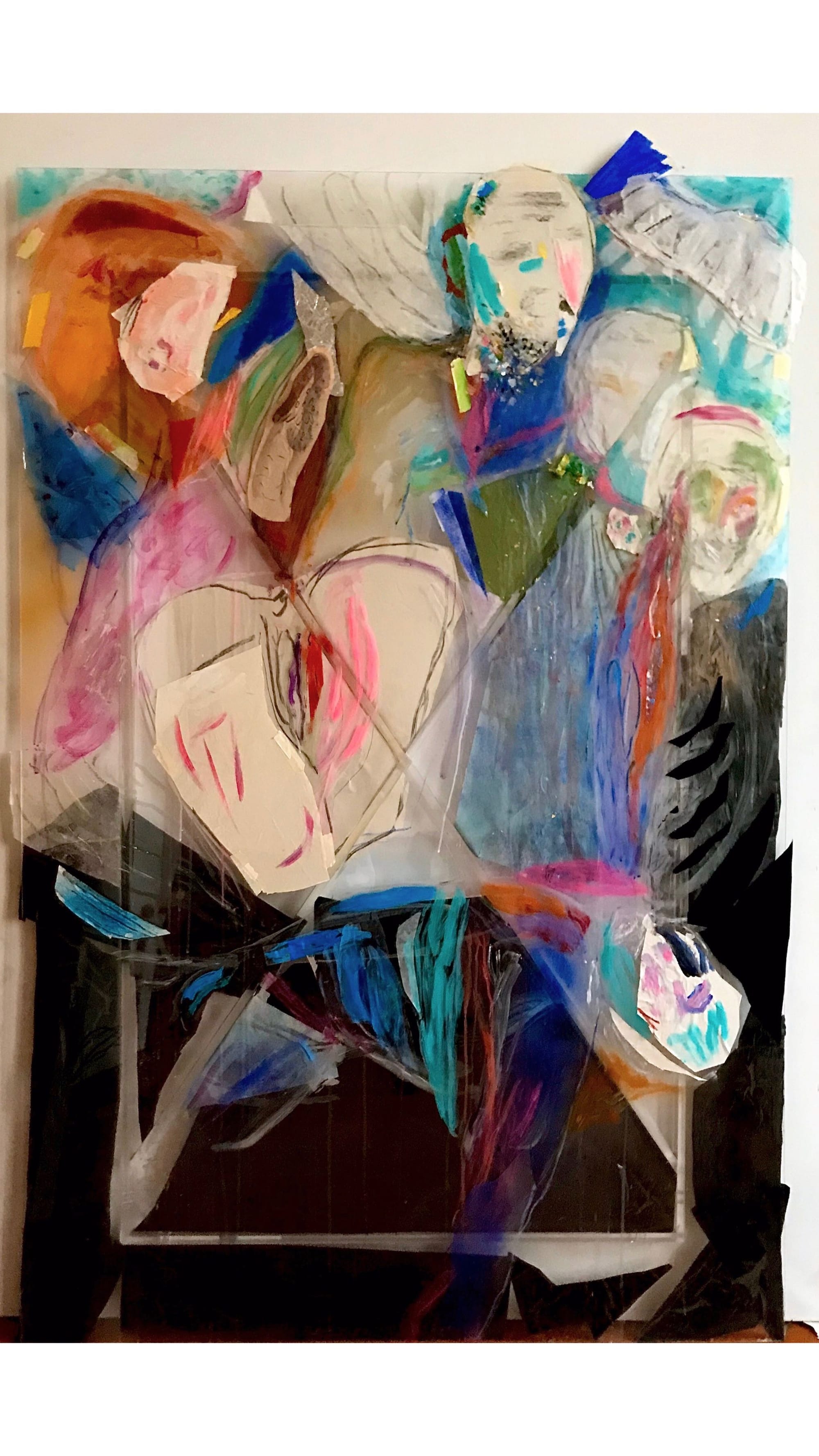 Stranger in a strange land, mixed media on and behind perspex, 175 x 116 cm, 2019